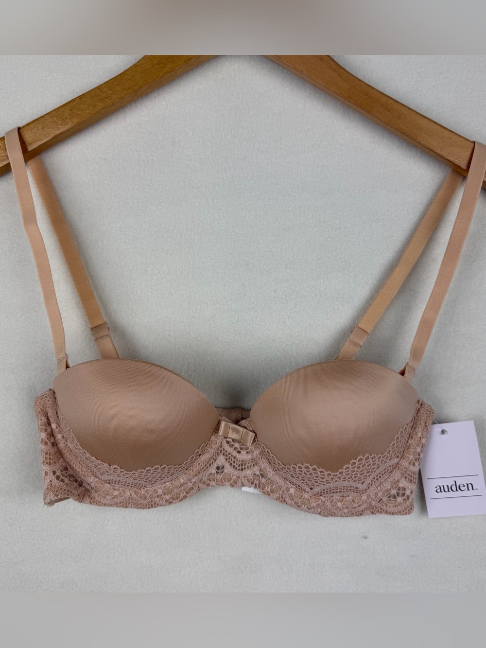 Auden 32AA Plunge Coverage Push Up Strapless Bra Soft Beige NWT 552441 Underwire